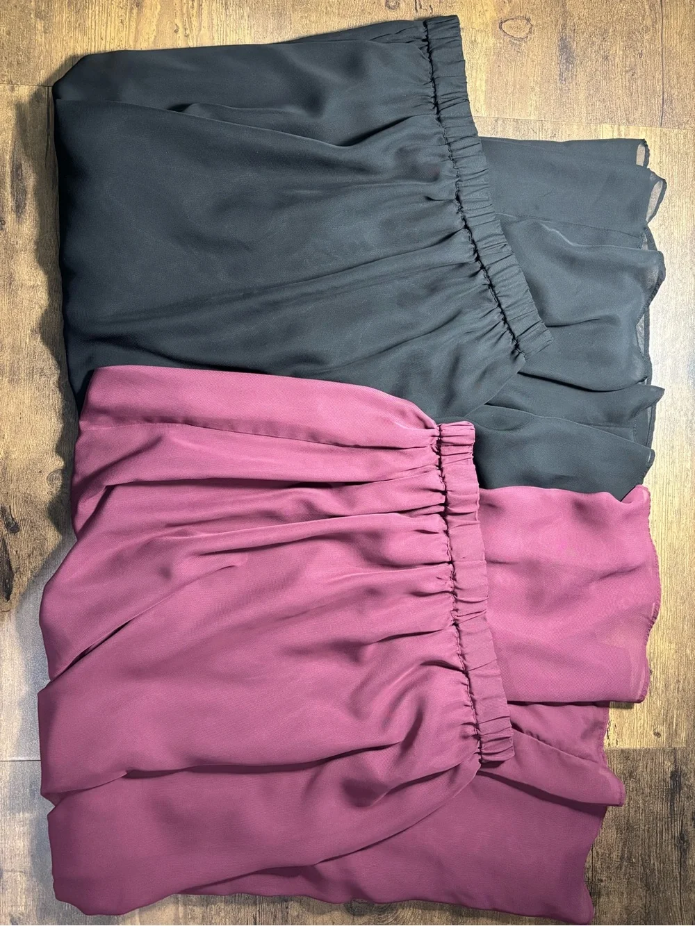 Set of 2 SHEER Maxi Skirts in Black and Burgundy small Ethereal Ballet Feminine